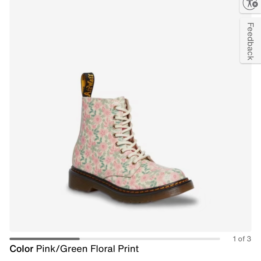 Dr. Martens Floral Lace-Up and zip girls Boot - Pink/Green